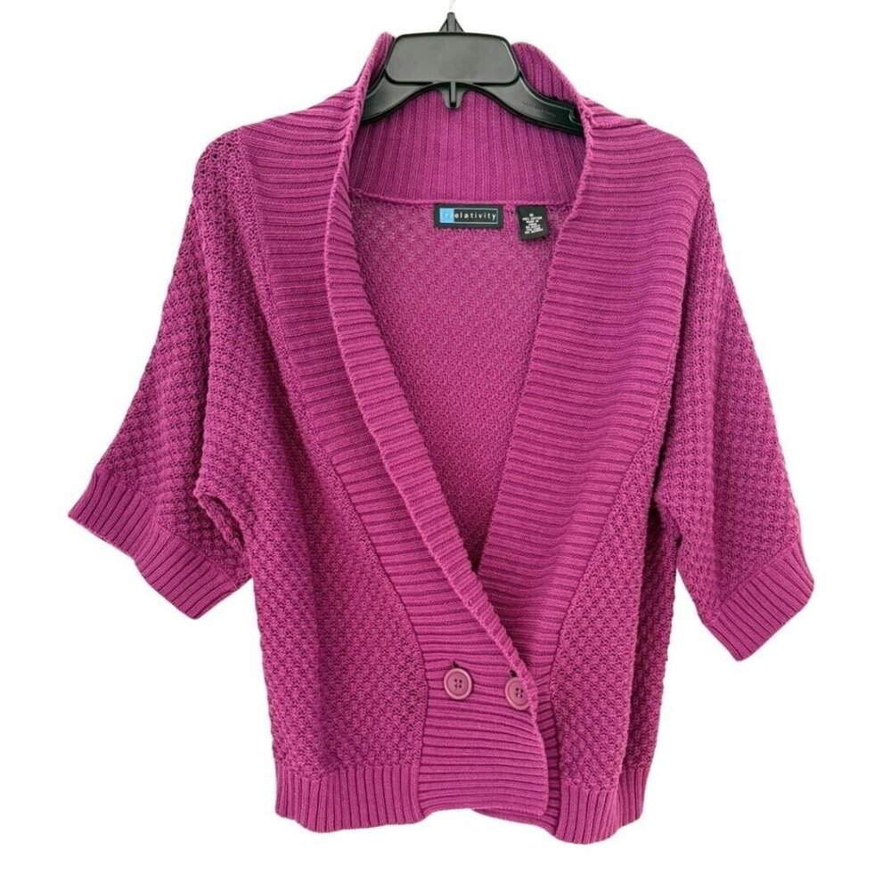 Purple Knit Cardigan Cozy Preppy Sweater Medium Coquette Style